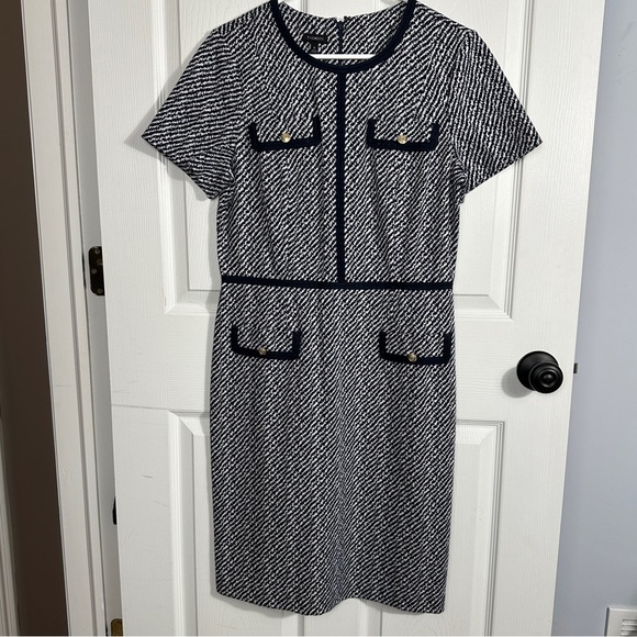 Talbots Dresses & Skirts - Talbots black and white dress, size 8, cotton blend, zipper, ribbon trim, spring